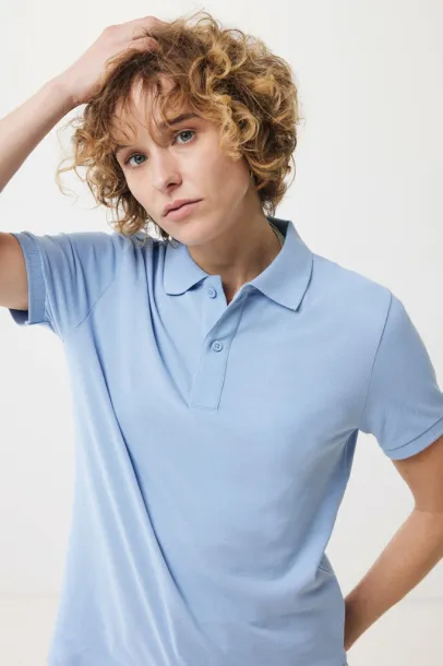  Iqoniq Yosemite recycled cotton pique polo, heather grey - iqoniq blue 