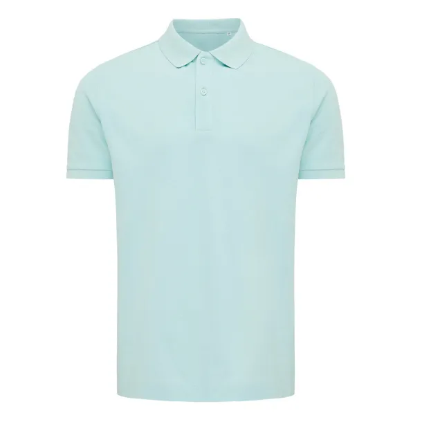  Iqoniq Yosemite recycled cotton pique polo, heather grey - iqoniq crushed mint 