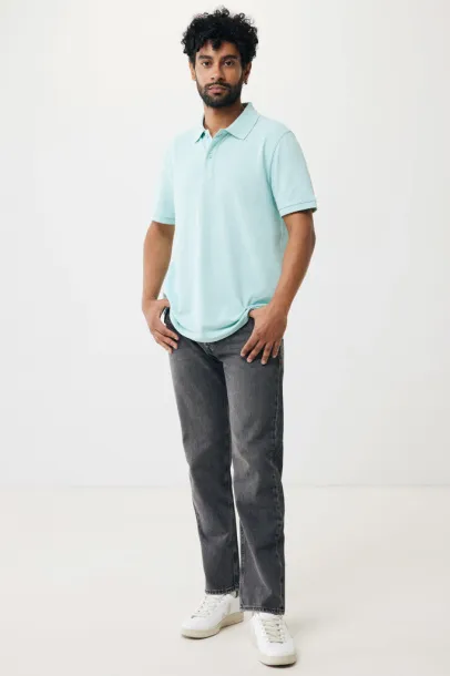  Iqoniq Yosemite recycled cotton pique polo, heather grey - iqoniq crushed mint 