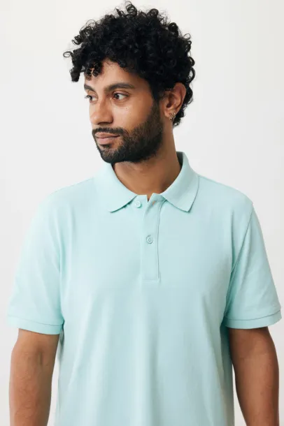  Iqoniq Yosemite recycled cotton pique polo, heather grey - iqoniq crushed mint 