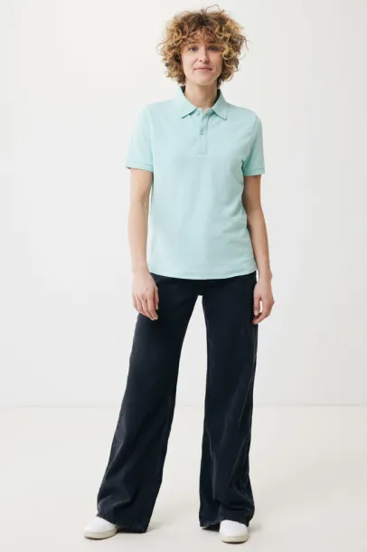  Iqoniq Yosemite recycled cotton pique polo, heather grey - iqoniq crushed mint 