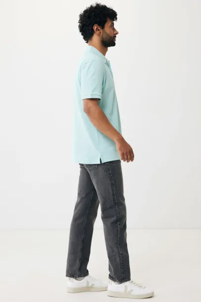  Iqoniq Yosemite recycled cotton pique polo, heather grey - iqoniq crushed mint 