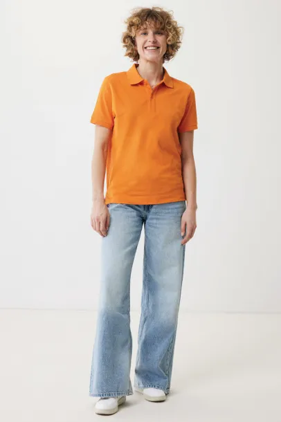  Iqoniq Yosemite recycled cotton pique polo, heather grey - iqoniq orange 