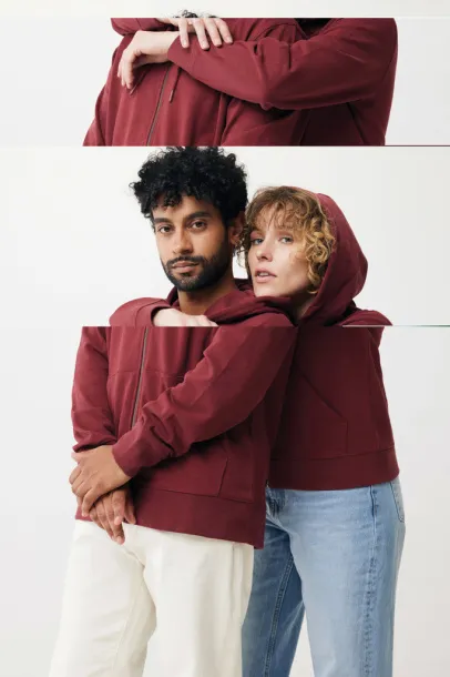 Iqoniq Abisko hoodie sa zatvaračem od recikliranog pamuka - iqoniq burgundy