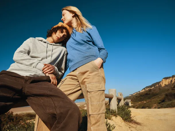  Iqoniq Torres recycled cotton hoodie undyed, natural raw - iqoniq heather blue