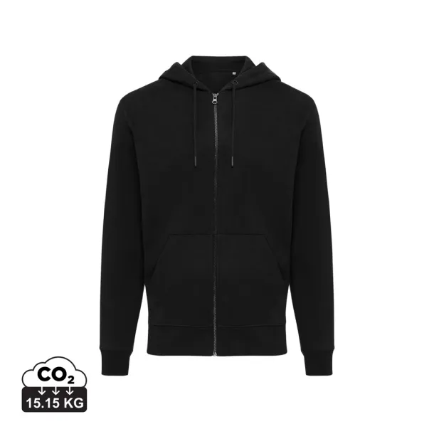  Iqoniq Abisko hoodie sa zatvaračem od recikliranog pamuka, 340 g/m² - iqoniq Crna