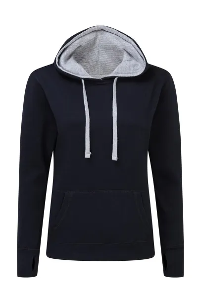  Ladies' Contrast Hoodie - SG Navy Light Oxford