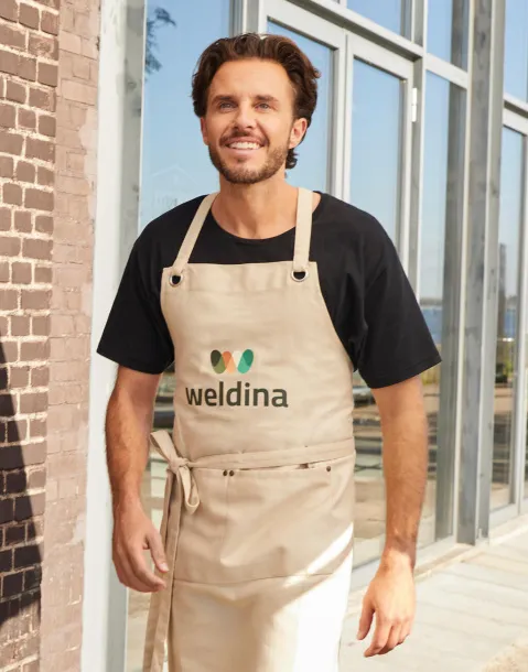  PROVENCE Crossover Eyelets Bib Apron with Pocket - SG Accessories - BISTRO