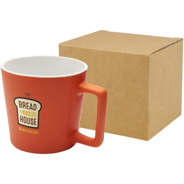 Cali 370 ml ceramic mug with matt finish Orange