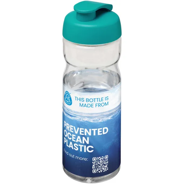 H2O Eco 650 ml flip lid sport bottle - Unbranded White Aqua blue