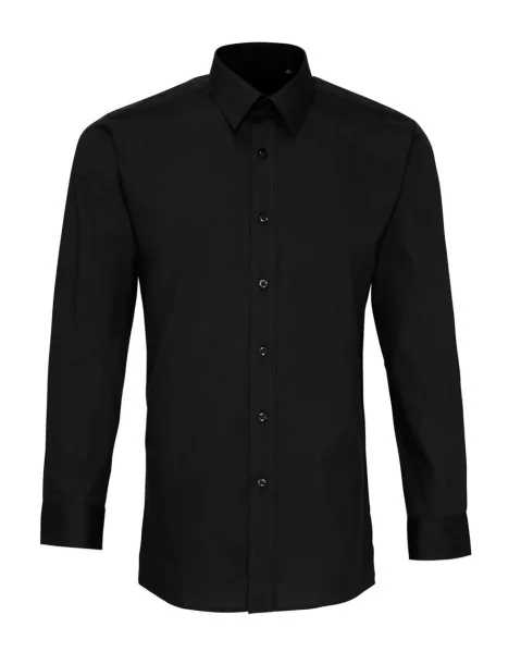  MEN’S LONG SLEEVE FITTED POPLIN SHIRT - Premier Black