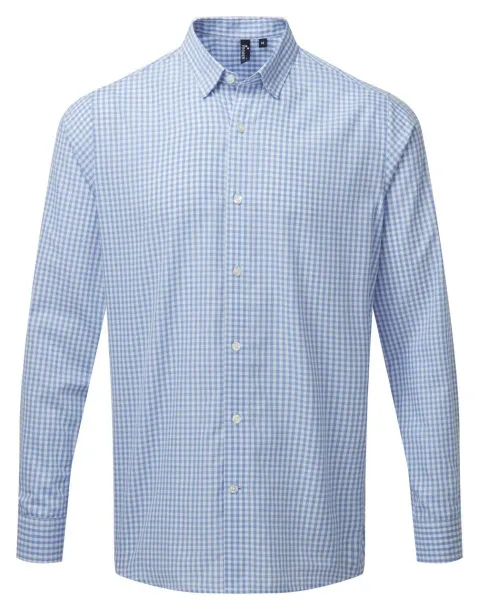 'MAXTON' CHECK MEN'S LONG SLEEVE SHIRT - Premier Light Blue White