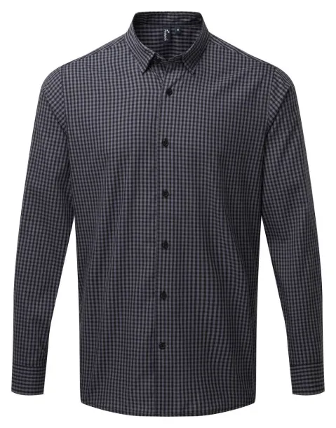 'MAXTON' CHECK MEN'S LONG SLEEVE SHIRT - Premier Steel Black