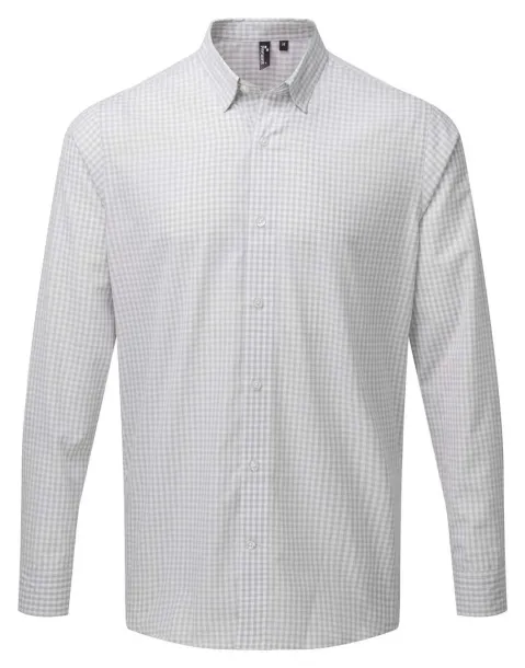 'MAXTON' CHECK MEN'S LONG SLEEVE SHIRT - Premier Silver White