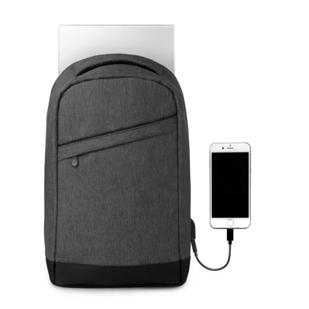 BERLIN 2 tone backpack incl USB plug Black