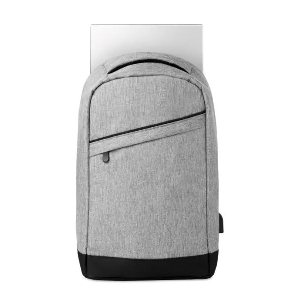 BERLIN 2 tone backpack incl USB plug Grey