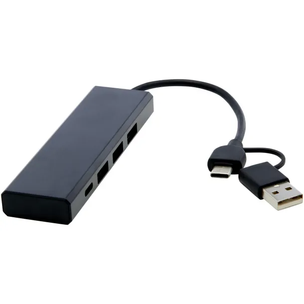 Rise RCS recycled aluminium USB 2.0 hub - Tekiō® Solid black