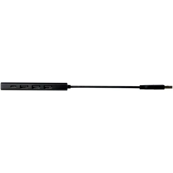 Rise RCS recycled aluminium USB 2.0 hub - Tekiō® Solid black