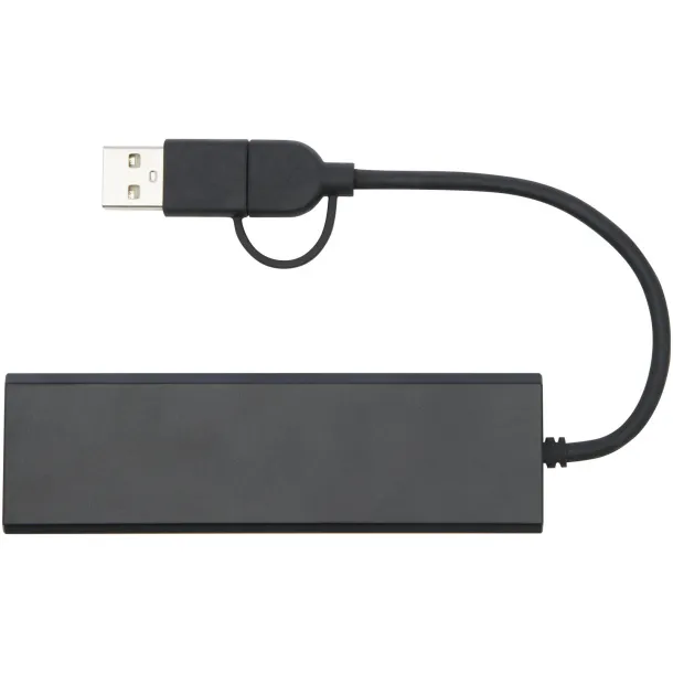 Rise RCS recycled aluminium USB 2.0 hub - Tekiō® Solid black