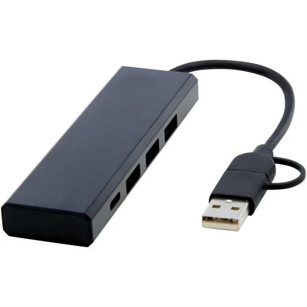 Rise RCS USB 2.0 hub od recikliranog aluminija - Tekiō® Crna