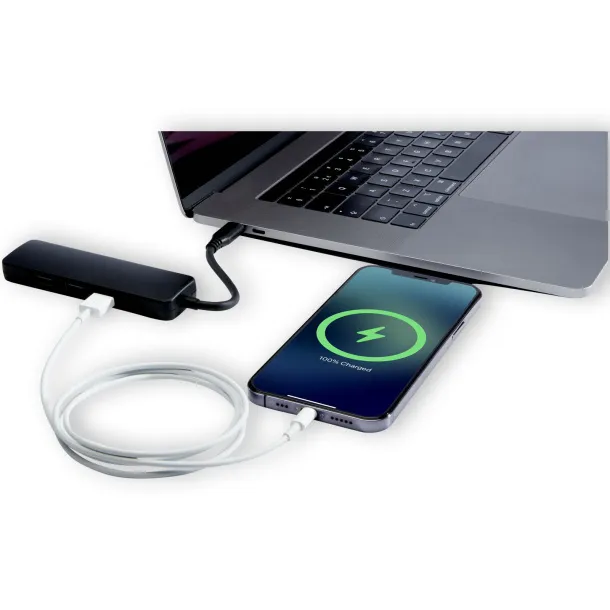 Loop RCS multimedijski USB hub od reciklirane plastike s USB 2.0-3.0 i HDMI priključkom - Unbranded Solid black