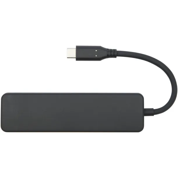 Loop RCS multimedijski USB hub od reciklirane plastike s USB 2.0-3.0 i HDMI priključkom Crna