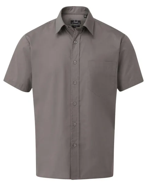  MEN'S SHORT SLEEVE POPLIN SHIRT - Premier Tamno siva