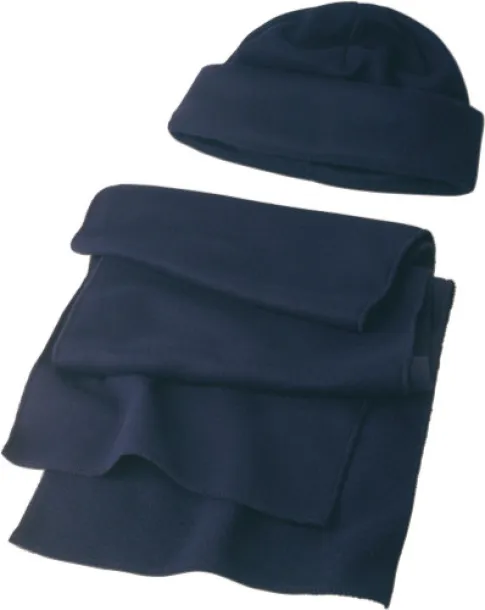 RUSSO polyester fleece (200 gr/m²) beanie and scarf Plava