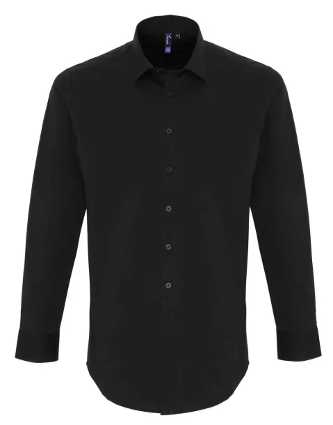  MEN'S STRETCH-FIT COTTON POPLIN LONG SLEEVE SHIRT - Premier Black