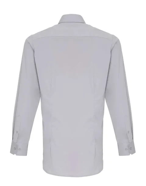  MEN'S STRETCH-FIT COTTON POPLIN LONG SLEEVE SHIRT - Premier Silver