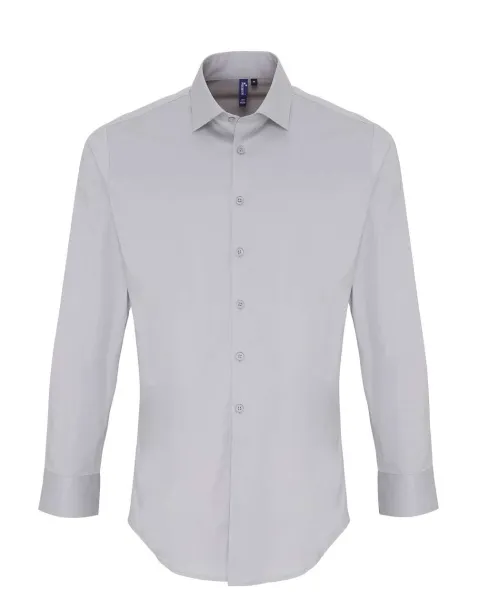  MEN'S STRETCH-FIT COTTON POPLIN LONG SLEEVE SHIRT - Premier Silver