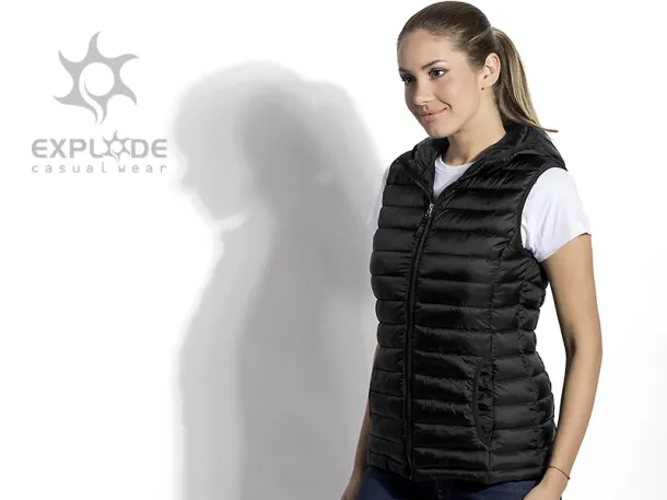 JET WOMEN women’s hooded fake down vest - EXPLODE Black