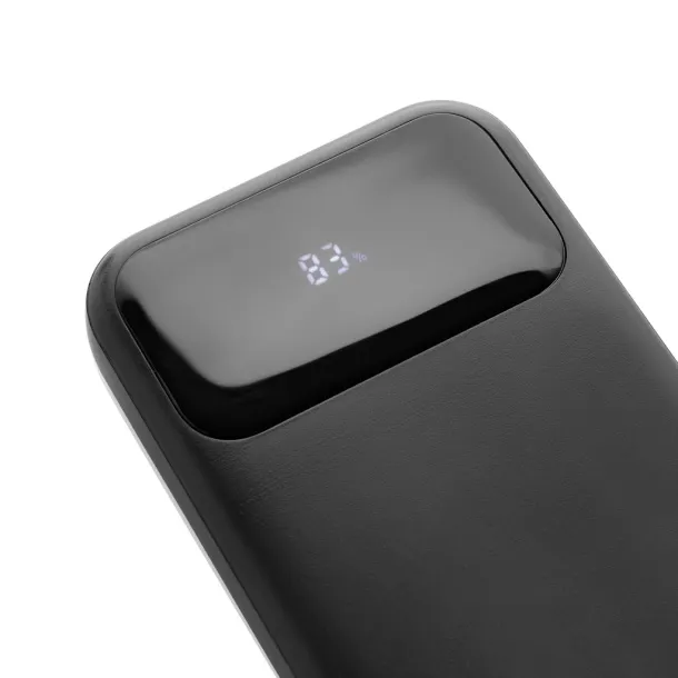 Turbopack prijenosna baterija s inegriranim kabelima od RCS rplastike, 10 000 mAh - XD Collection Crna