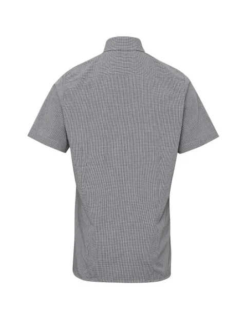  MEN'S SHORT SLEEVE GINGHAM COTTON MICROCHECK SHIRT - Premier Black White