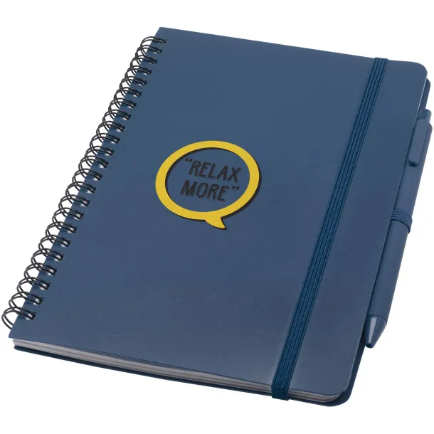 Thalaasa A5 ocean-bound hard cover notebook with ballpoint pen (black ink) Ocean blue