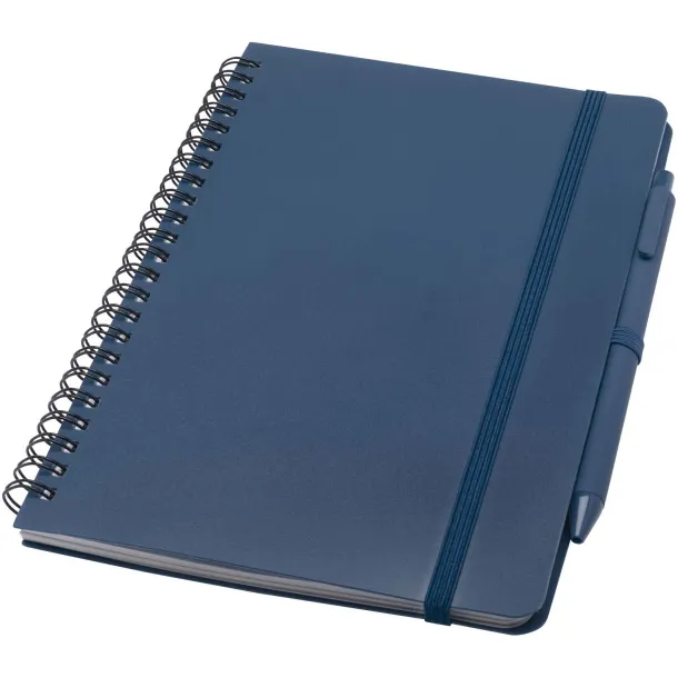 Thalaasa A5 ocean-bound hard cover notebook with ballpoint pen (black ink) Ocean blue