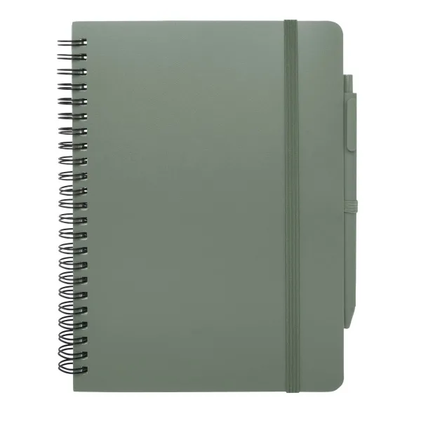 Thalaasa A5 ocean-bound hard cover notebook with ballpoint pen (black ink) Heather green