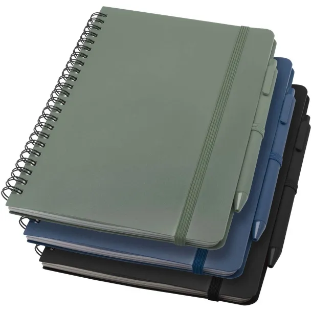 Thalaasa A5 ocean-bound hard cover notebook with ballpoint pen (black ink) Heather green