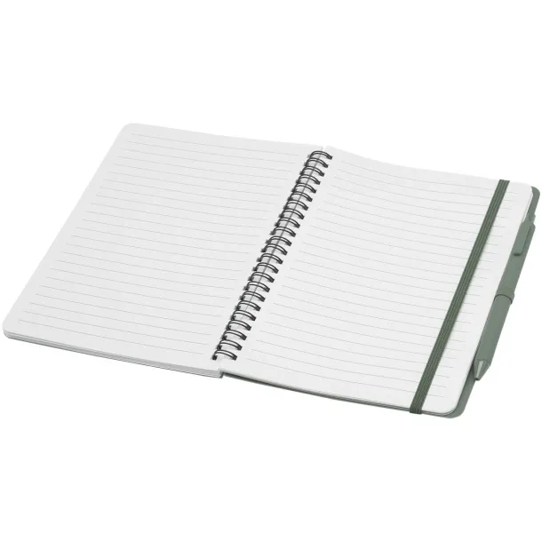 Thalaasa A5 ocean-bound hard cover notebook with ballpoint pen (black ink) Heather green