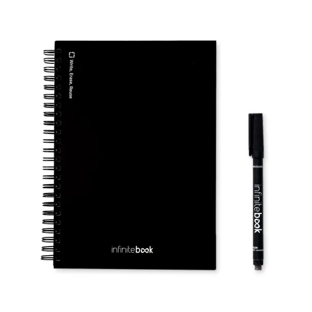 STARTER KIT INFINITEBOOK A5 Infinitebook sa savitljivim koricama i 15 običnih stranica bijele ploče Crna