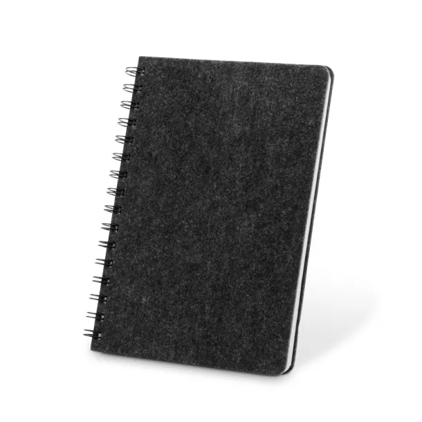 MISHIMA A5 notebook with semi-hard cover in recycled felt (100% rPET) with rings and lined pages Dark grey