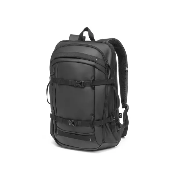 KAMPALA Laptop backpack in 900D, high-density recycled polyester, with water-resistant coating and 210D recycled polyester lining 17'3" Black