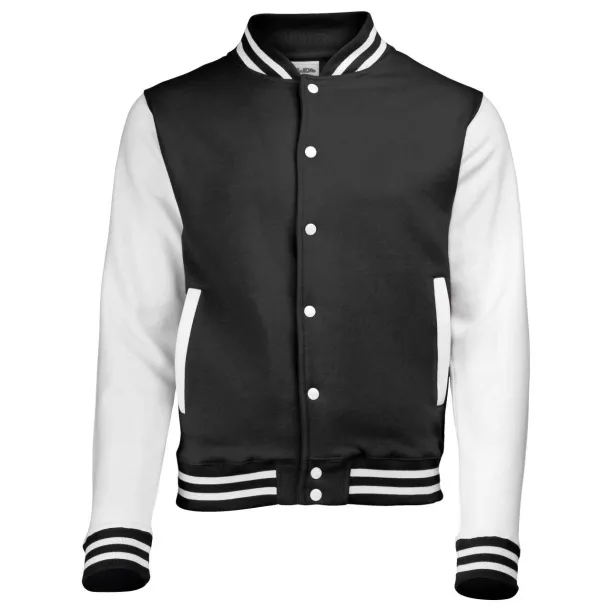  VARSITY JACKET - Just Hoods Jet Black White