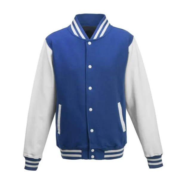  VARSITY JACKET - Just Hoods Royal blue White