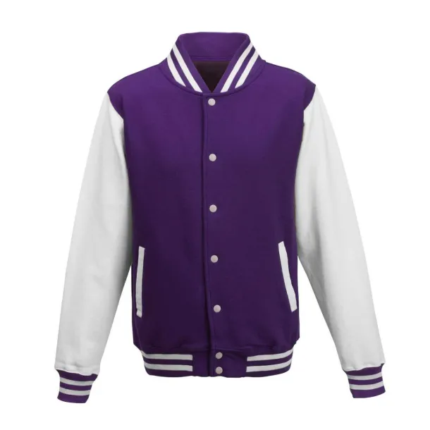  VARSITY JACKET - Just Hoods Ljubičasta White