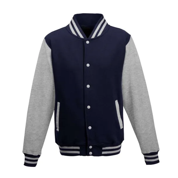  VARSITY JACKET - Just Hoods Oxford Navy White