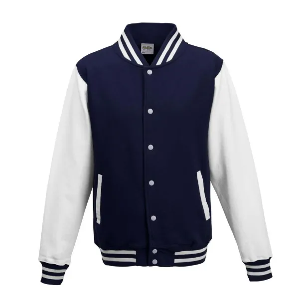  VARSITY JACKET - Just Hoods Oxford Navy White