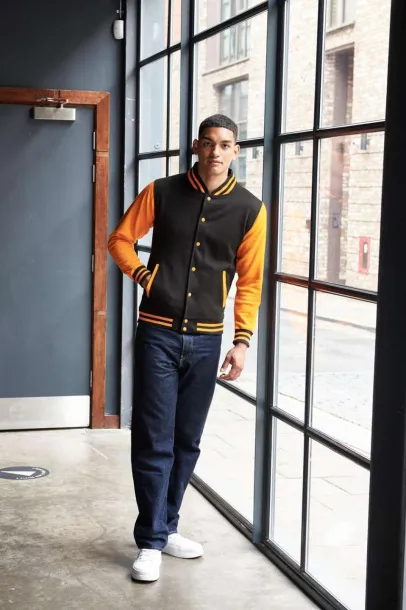  Varsity jakna - Just Hoods Crna Squidgy Ginger Cat