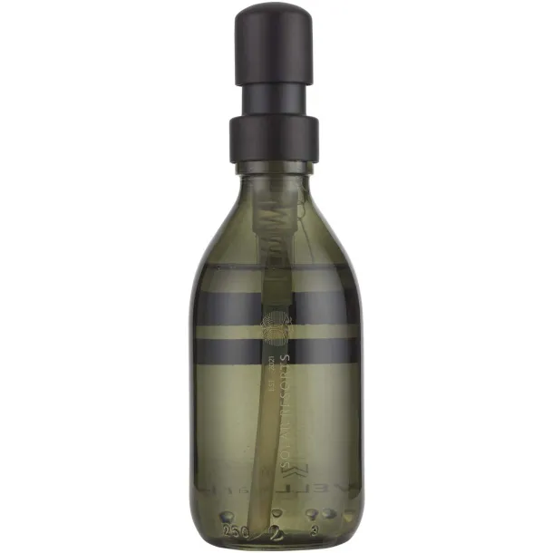 Wellmark Discovery 200 ml hand soap dispenser and 150 g scented candle set - dark amber fragrance - WELLmark Forest green