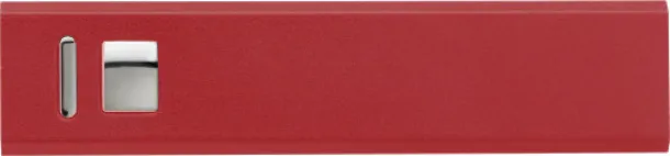 KATHY aluminijska prijenosna baterija, 2 600 mAh Crvena